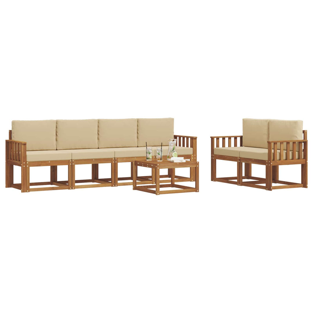 Udendørs sofagruppe med pude 7 pcs Naturlig og Beige