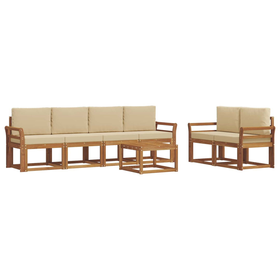 Udendørs sofagruppe med pude 7 pcs Naturlig og Beige