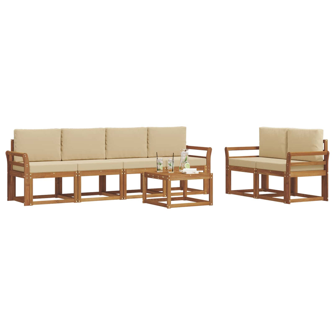Udendørs sofagruppe med pude 7 pcs Naturlig og Beige