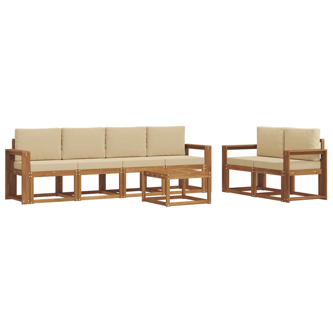 Udendørs sofagruppe med pude 7 pcs Naturlig og Beige