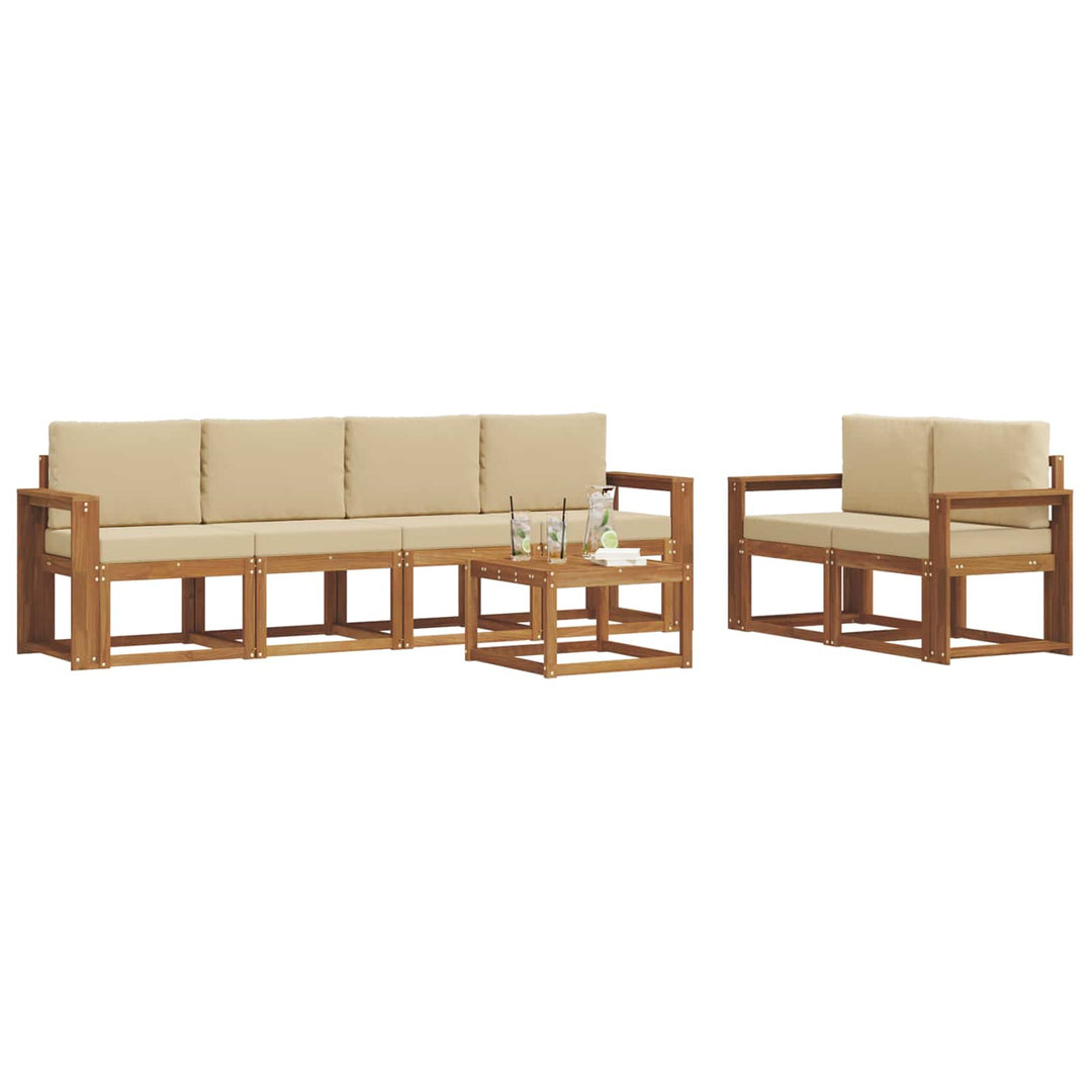 Udendørs sofagruppe med pude 7 pcs Naturlig og Beige