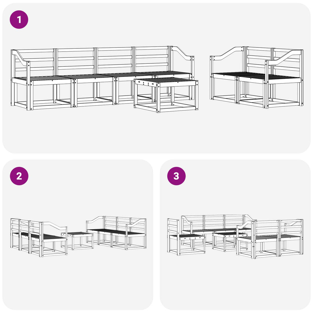 Udendørs sofagruppe 7 pcs Naturfarvet