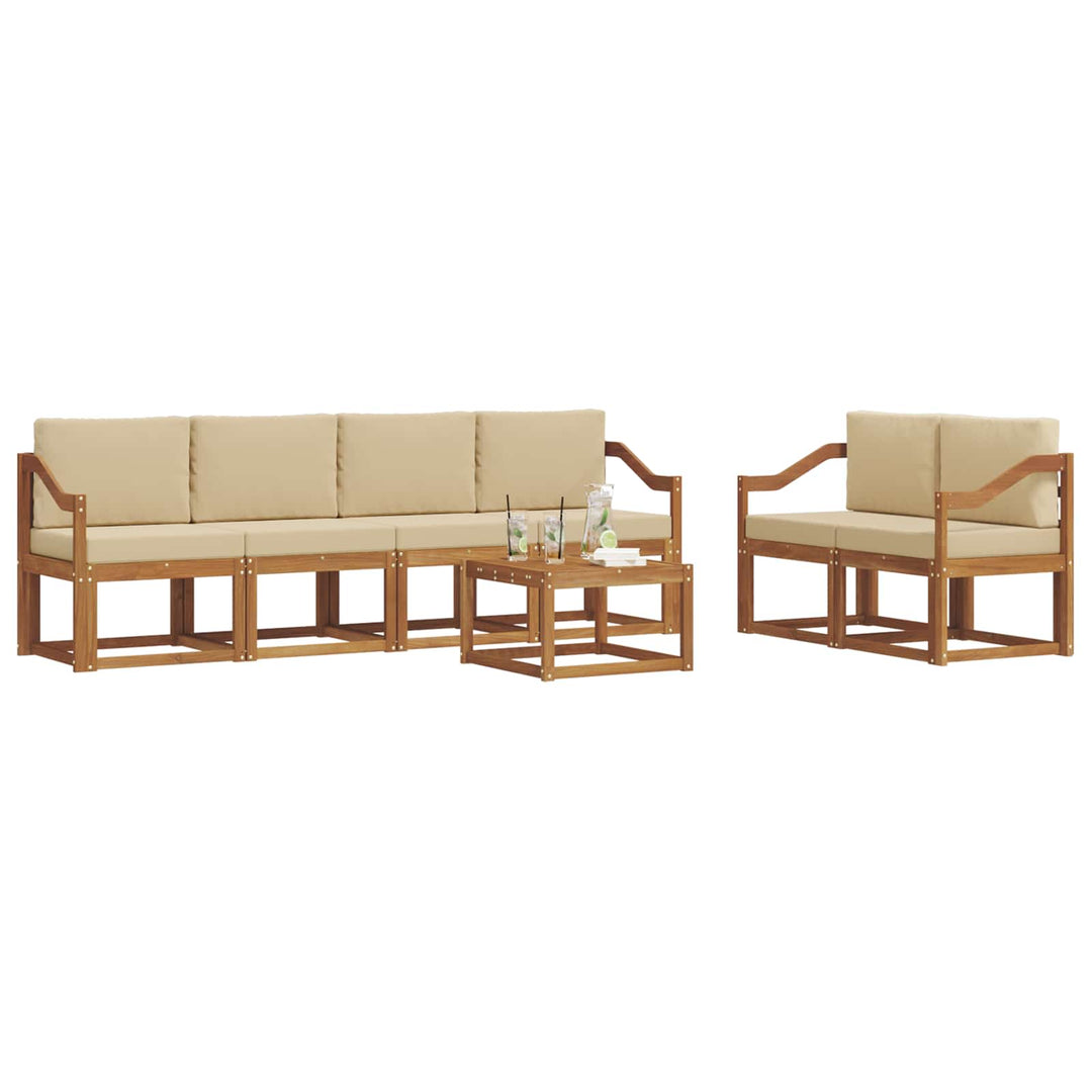 Udendørs sofagruppe med pude 7 pcs Naturlig og Beige