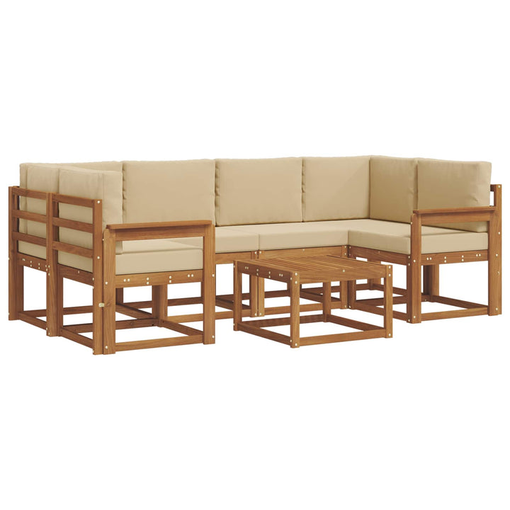 Udendørs sofagruppe med pude 7 pcs Naturlig og Beige