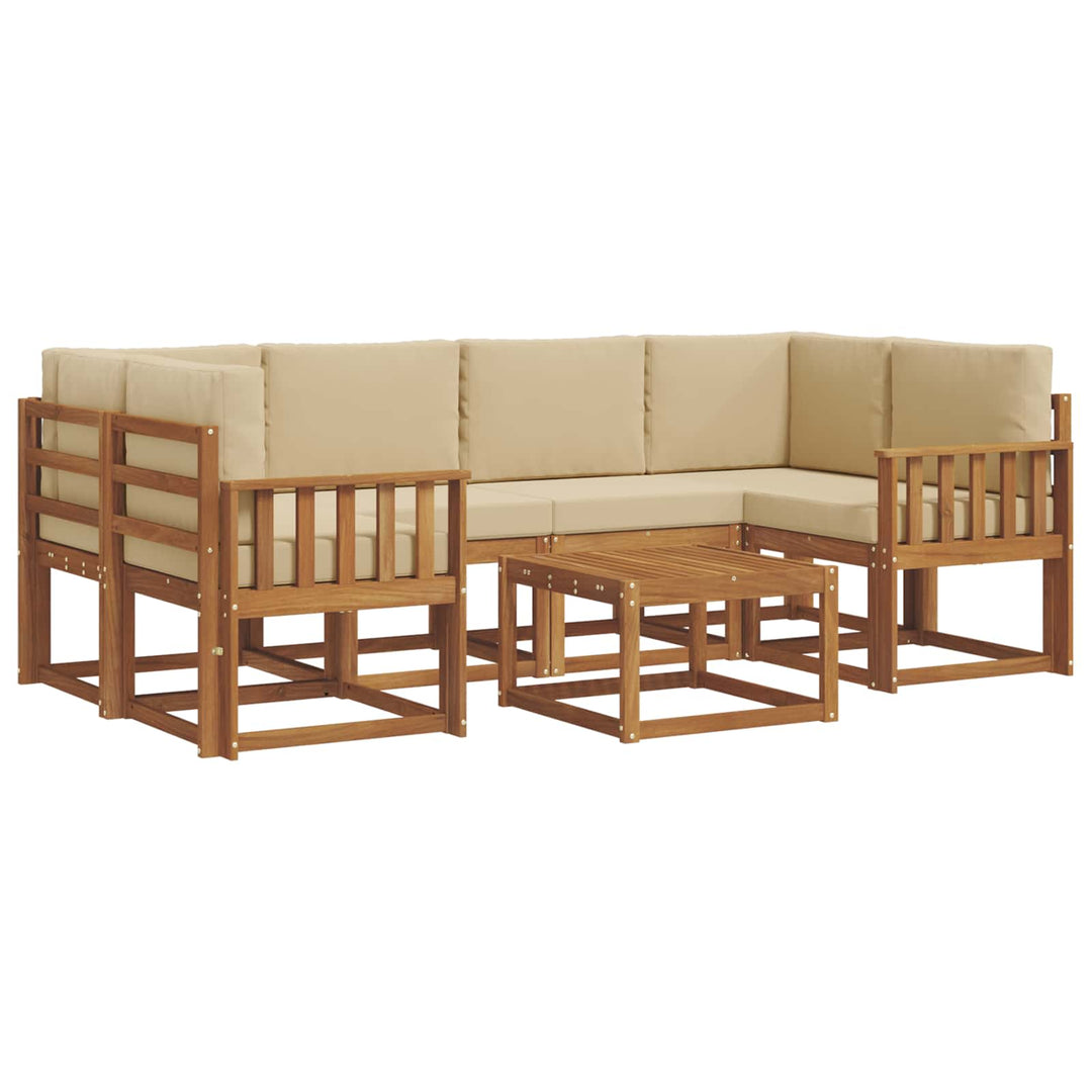 Udendørs sofagruppe med pude 7 pcs Naturlig og Beige