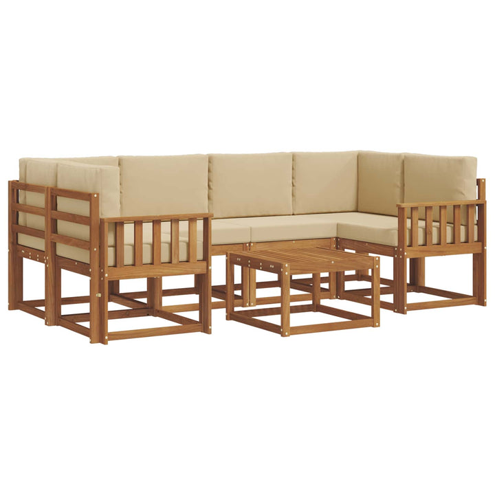 Udendørs sofagruppe med pude 7 pcs Naturlig og Beige