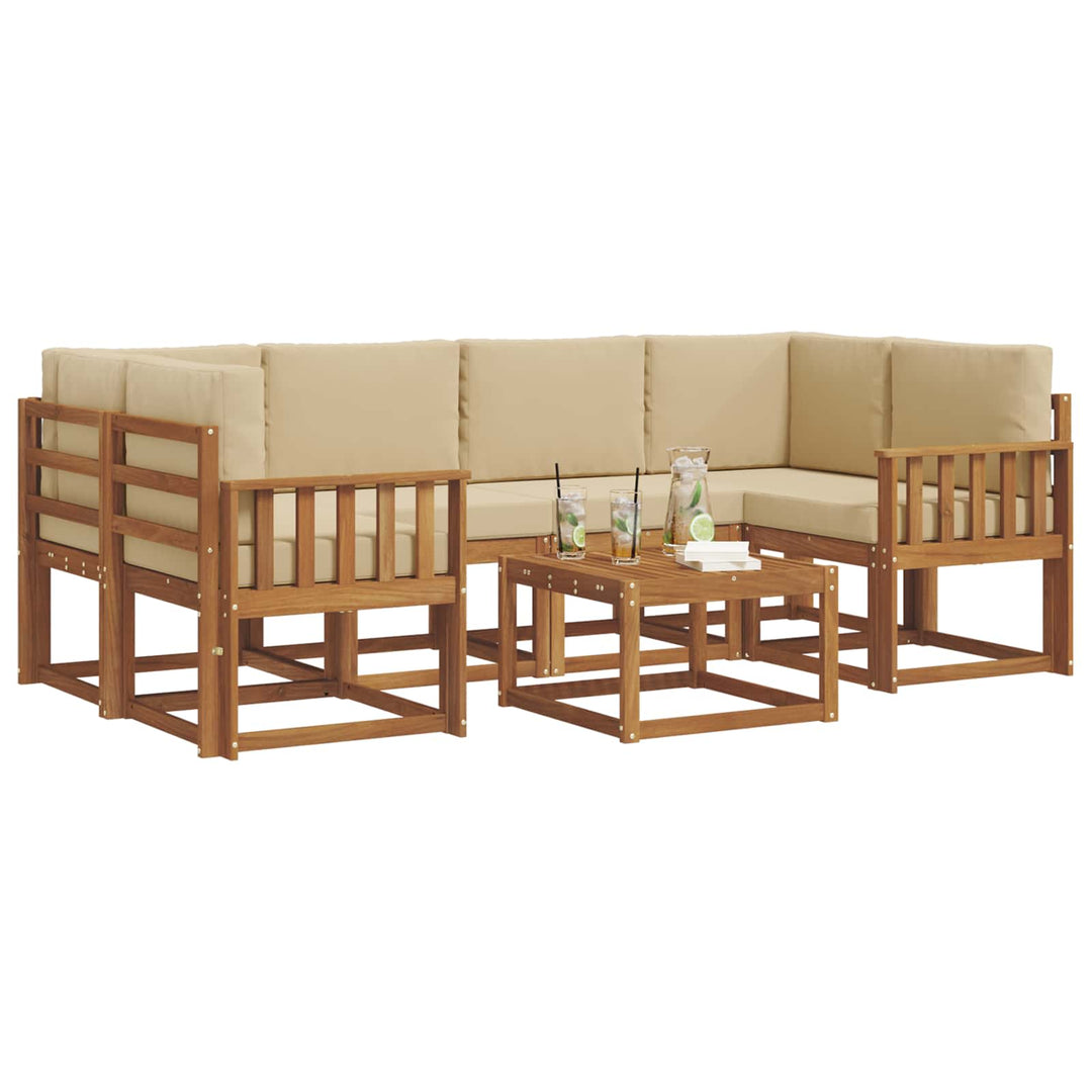 Udendørs sofagruppe med pude 7 pcs Naturlig og Beige