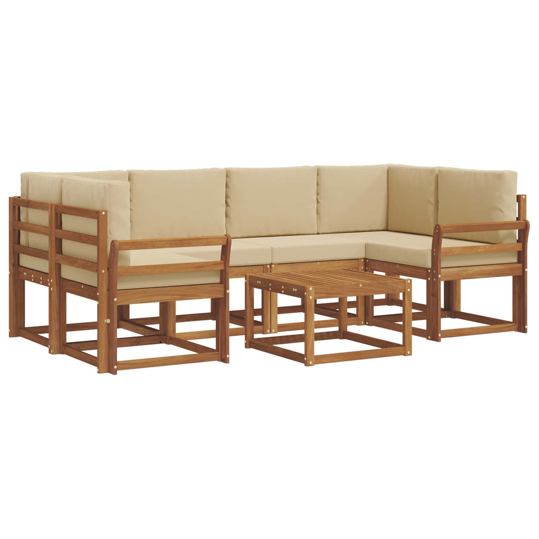 Udendørs sofagruppe med pude 7 pcs Naturlig og Beige