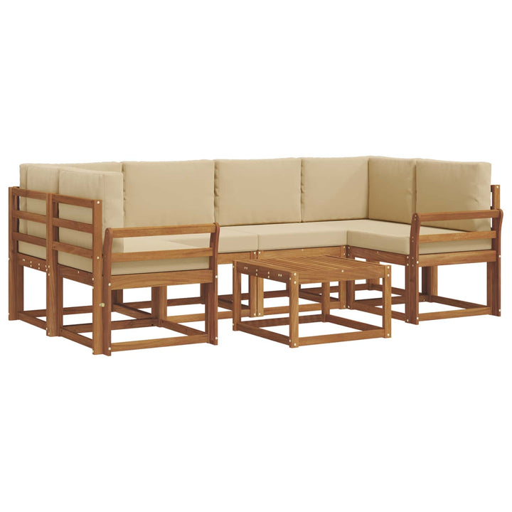 Udendørs sofagruppe med pude 7 pcs Naturlig og Beige