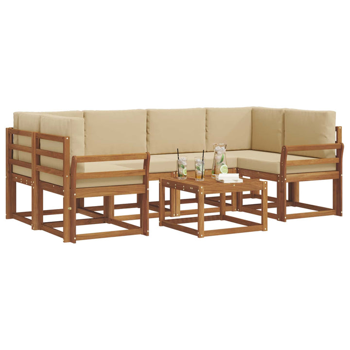Udendørs sofagruppe med pude 7 pcs Naturlig og Beige