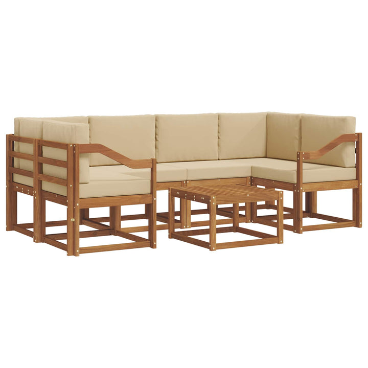Udendørs sofagruppe med pude 7 pcs Naturlig og Beige