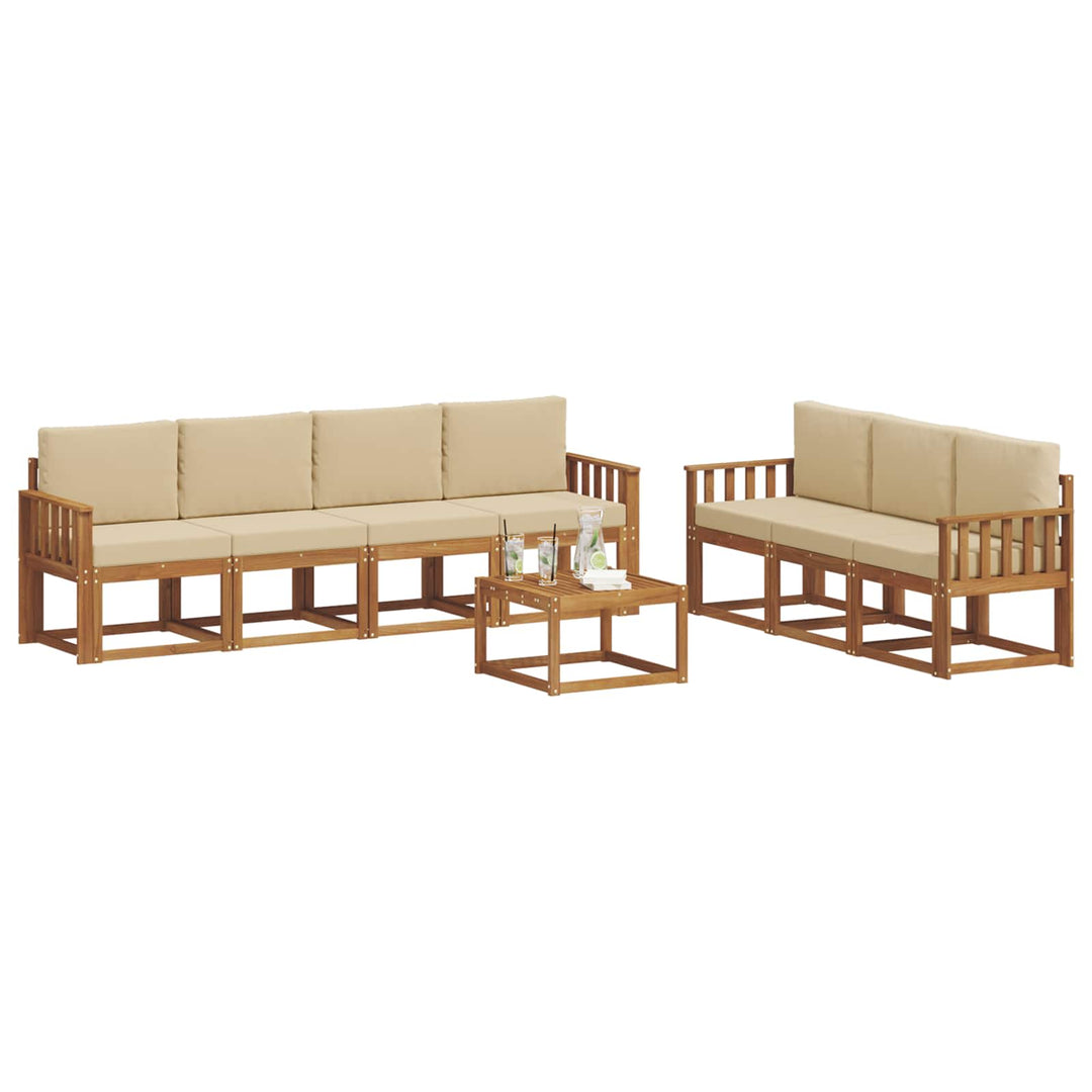 Udendørs sofagruppe med pude 8 pcs Naturlig og Beige