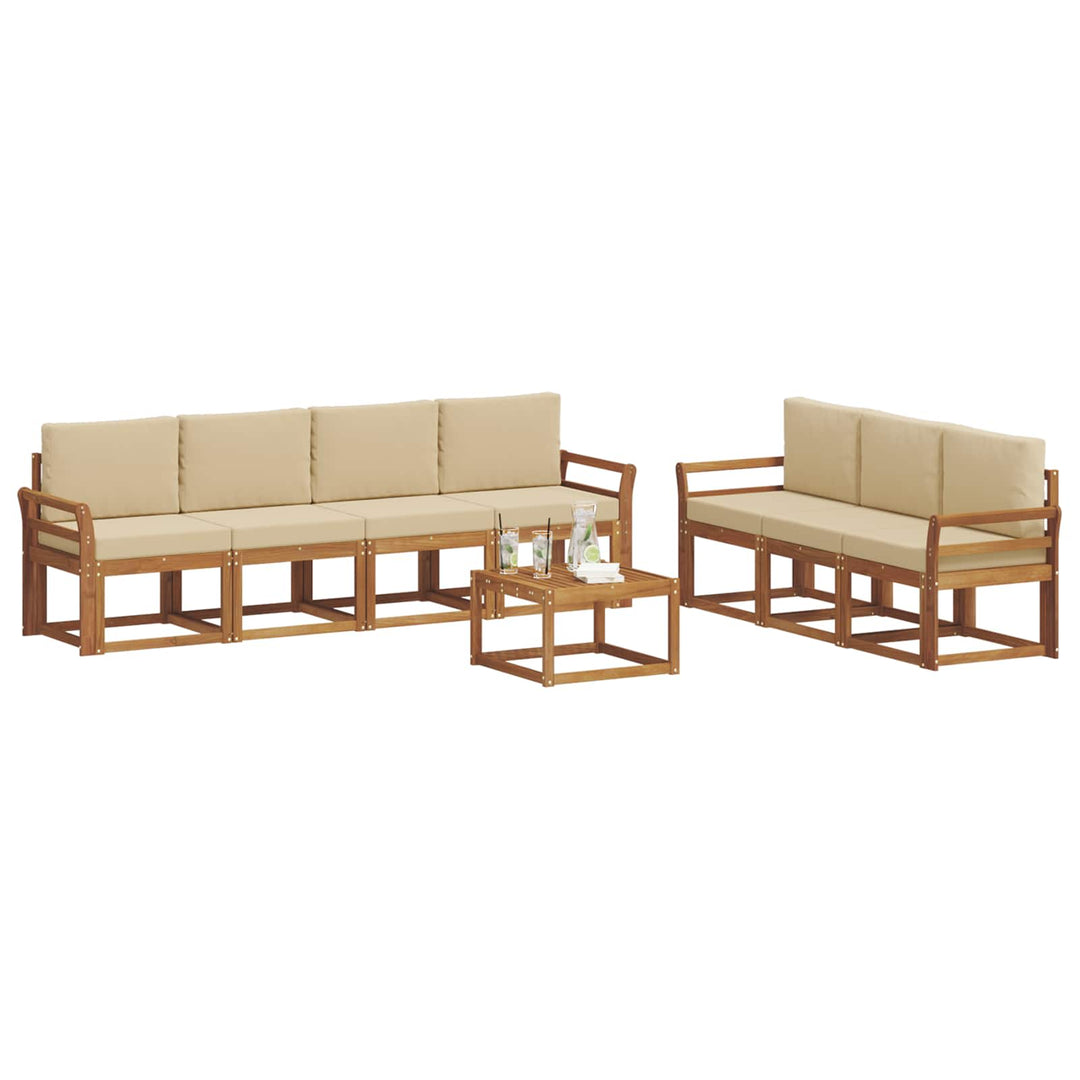 Udendørs sofagruppe med pude 8 pcs Naturlig og Beige