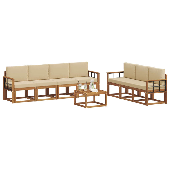 Udendørs sofagruppe med pude 8 pcs Naturlig og Beige