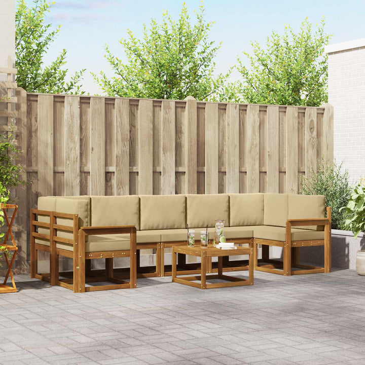 Udendørs sofagruppe med pude 8 pcs Naturlig og Beige