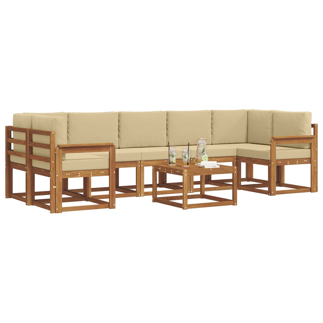 Udendørs sofagruppe med pude 8 pcs Naturlig og Beige