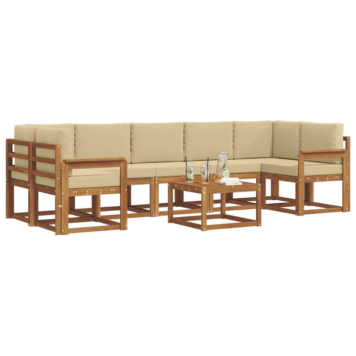 Udendørs sofagruppe med pude 8 pcs Naturlig og Beige