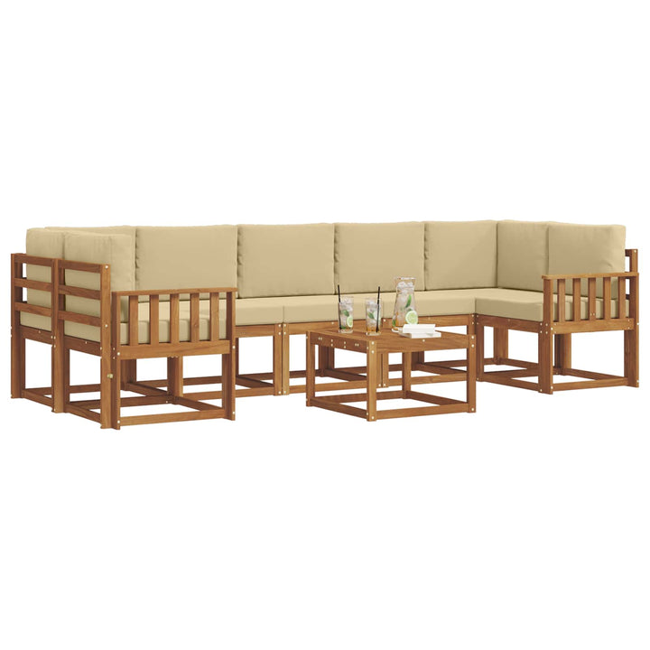 Udendørs sofagruppe med pude 8 pcs Naturlig og Beige