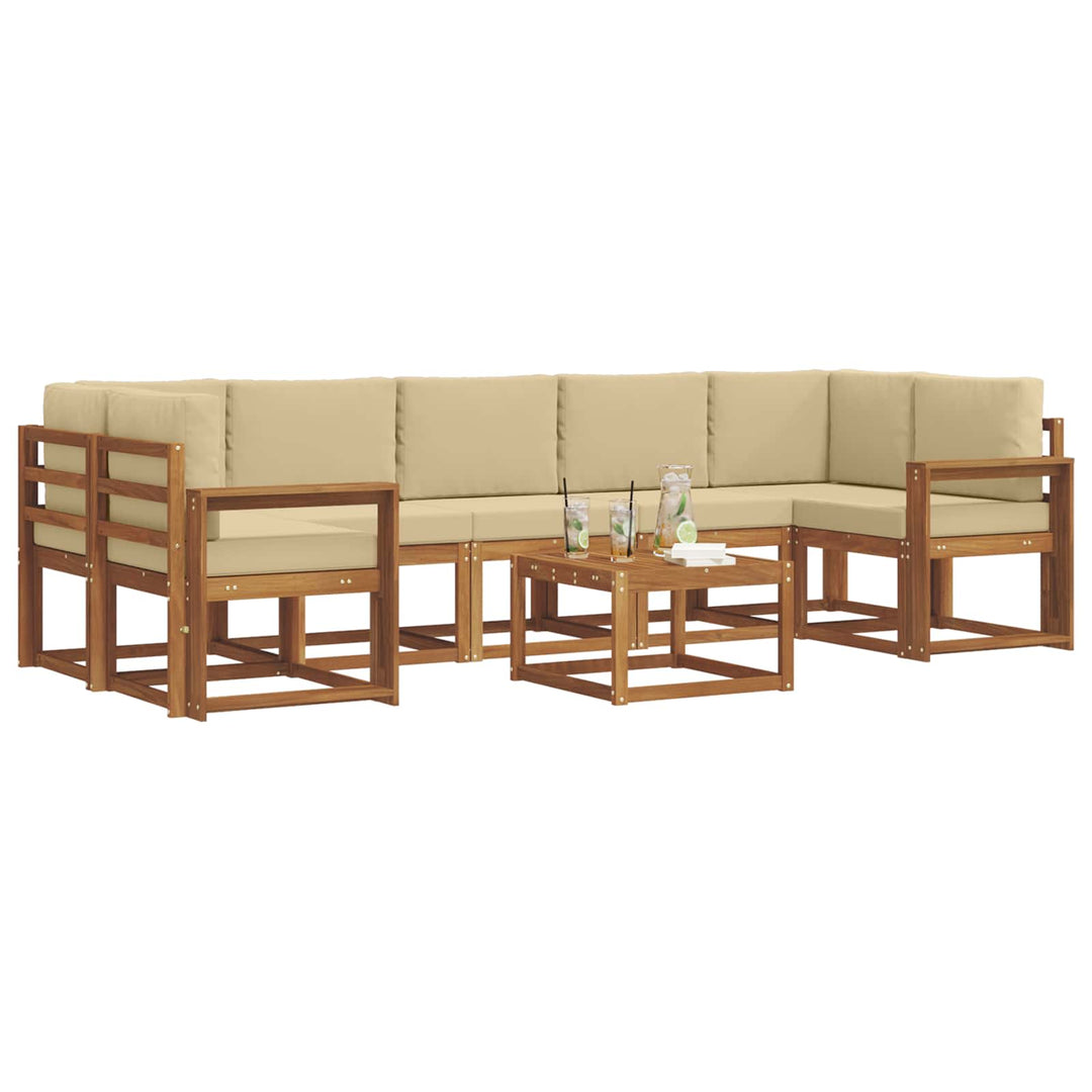 Udendørs sofagruppe med pude 8 pcs Naturlig og Beige