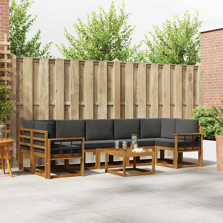 Udendørs sofagruppe med pude 8 pcs Naturlig og Antracit