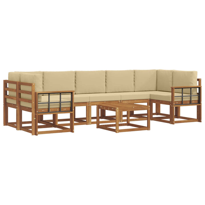 Udendørs sofagruppe med pude 8 pcs Naturlig og Beige