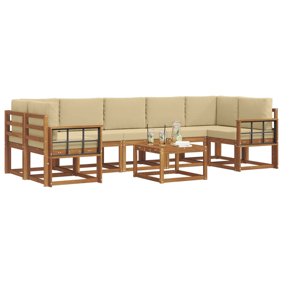 Udendørs sofagruppe med pude 8 pcs Naturlig og Beige