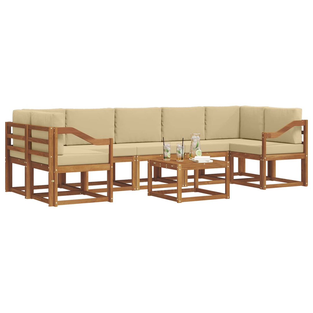 Udendørs sofagruppe med pude 8 pcs Naturlig og Beige
