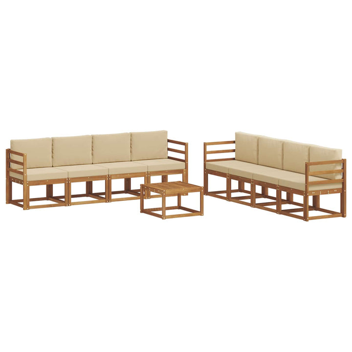 Udendørs sofagruppe med pude 9 pcs Naturlig og Beige