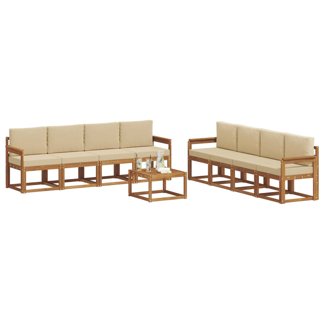 Udendørs sofagruppe med pude 9 pcs Naturlig og Beige