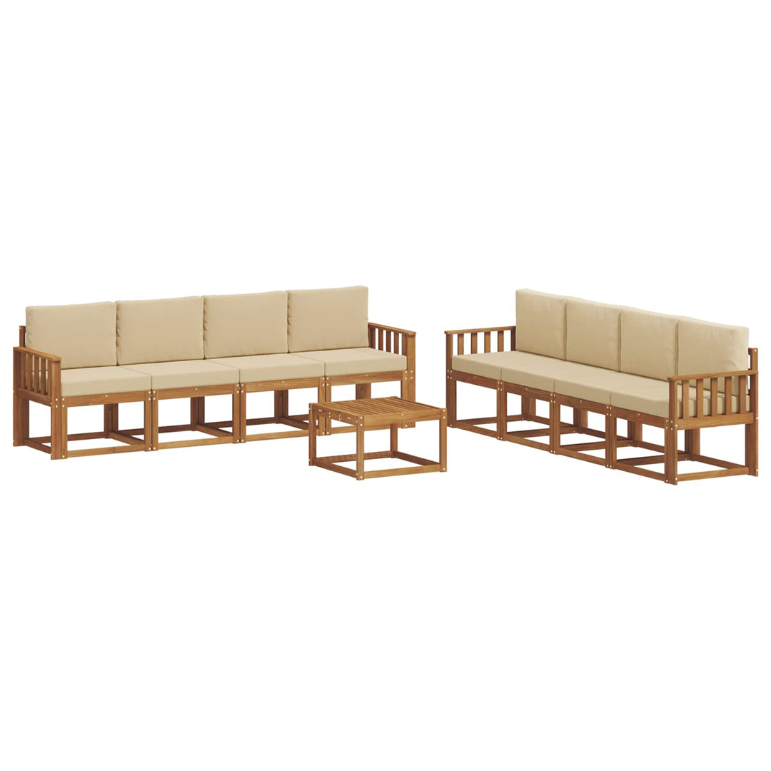 Udendørs sofagruppe med pude 9 pcs Naturlig og Beige