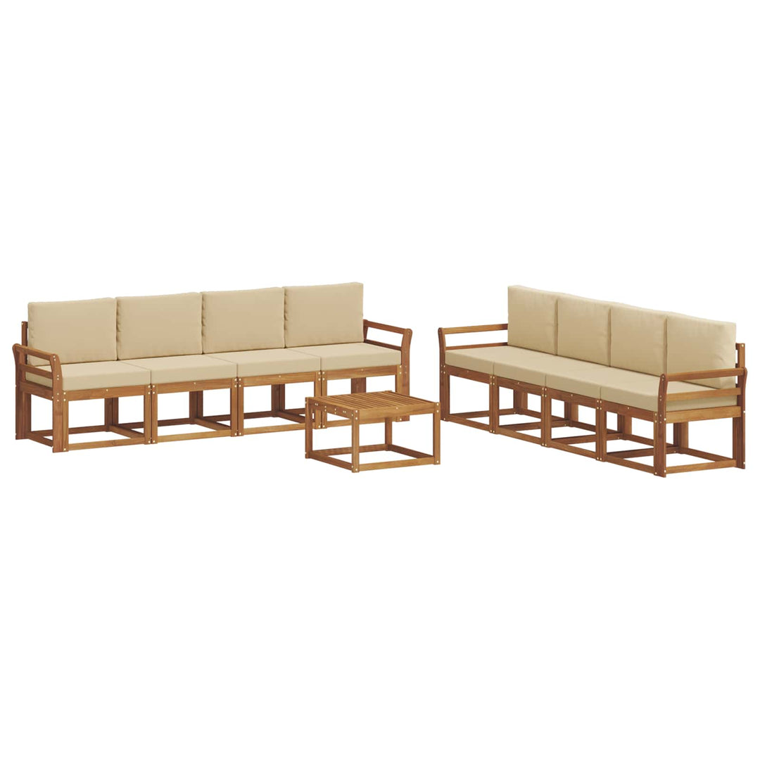 Udendørs sofagruppe med pude 9 pcs Naturlig og Beige