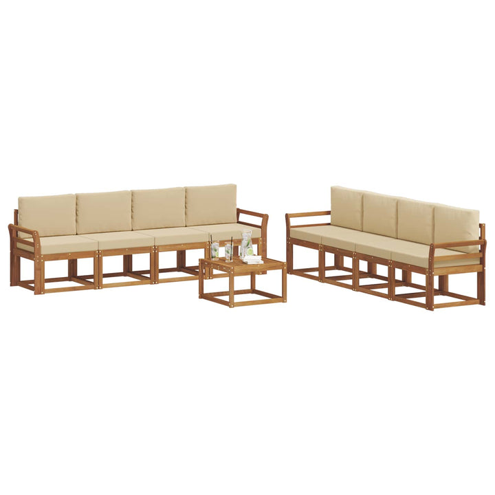 Udendørs sofagruppe med pude 9 pcs Naturlig og Beige