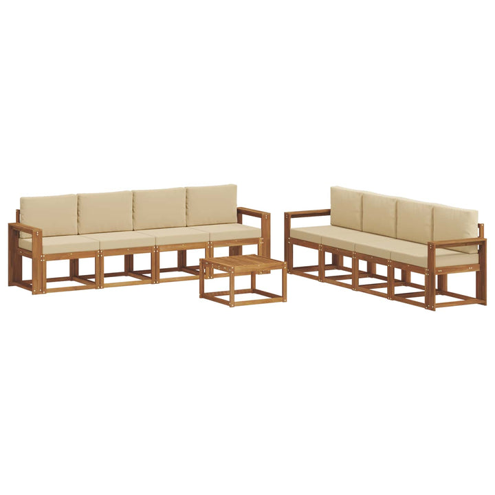 Udendørs sofagruppe med pude 9 pcs Naturlig og Beige