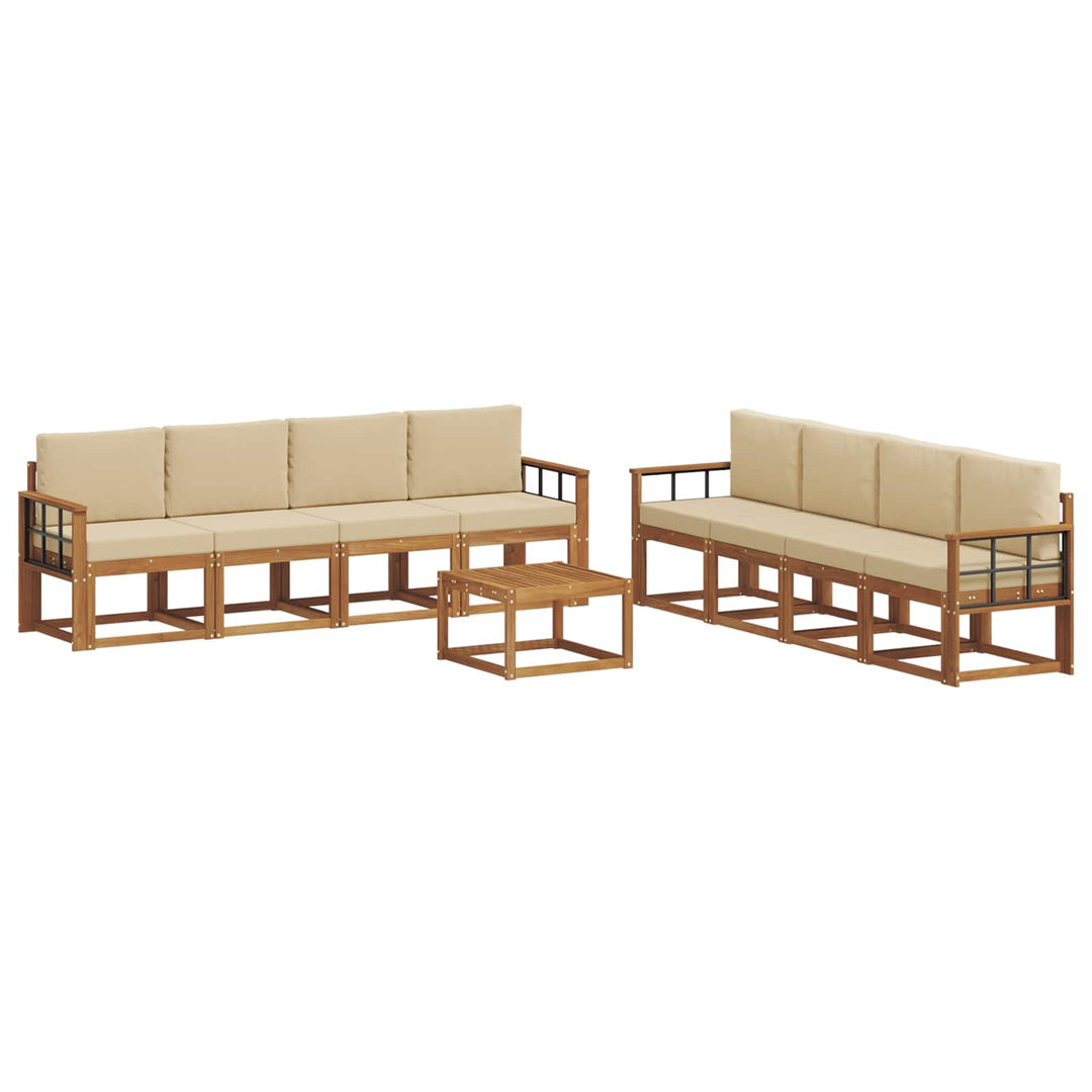 Udendørs sofagruppe med pude 9 pcs Naturlig og Beige