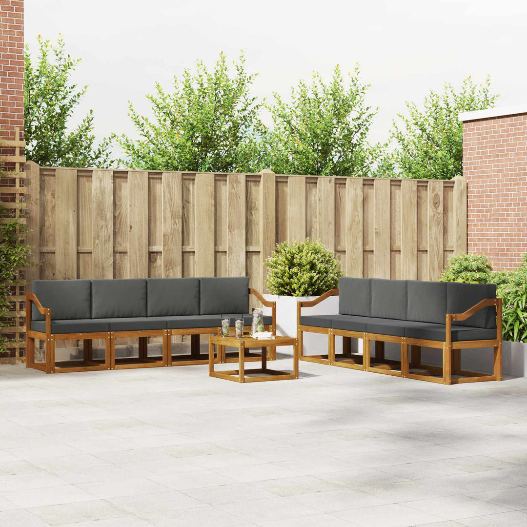 Udendørs sofagruppe 9 pcs Naturlig og Antracit