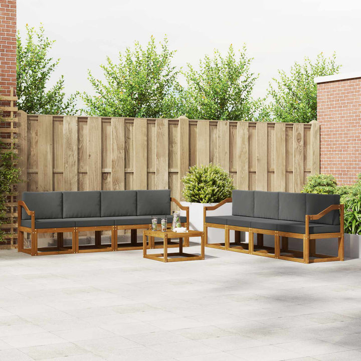 Udendørs sofagruppe 9 pcs Naturlig og Antracit