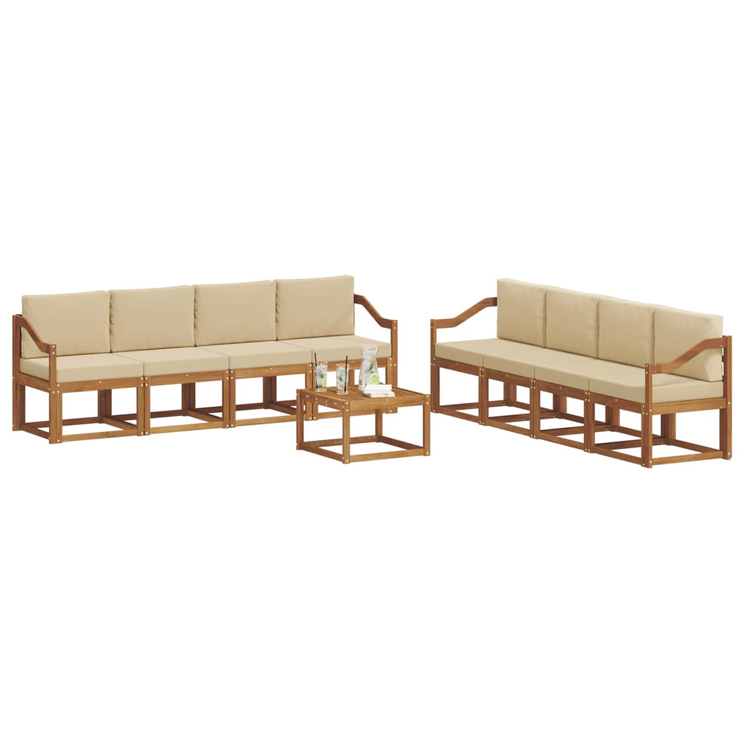 Udendørs sofagruppe med pude 9 pcs Naturlig og Beige
