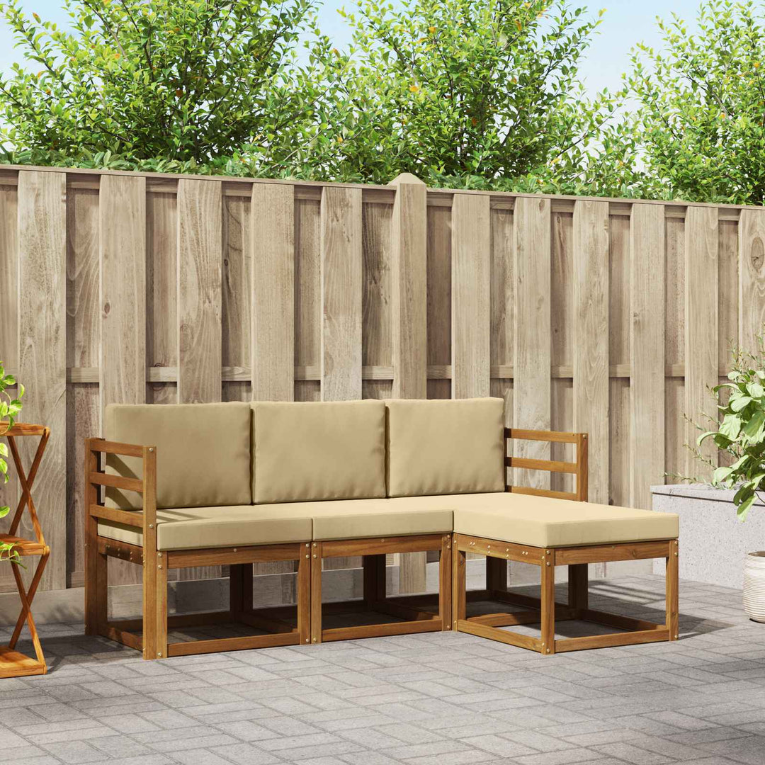 Udendørs sofagruppe med pude 4 pcs Naturlig og Beige