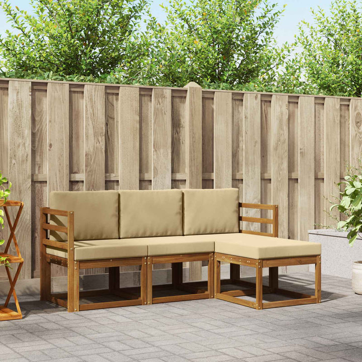 Udendørs sofagruppe med pude 4 pcs Naturlig og Beige