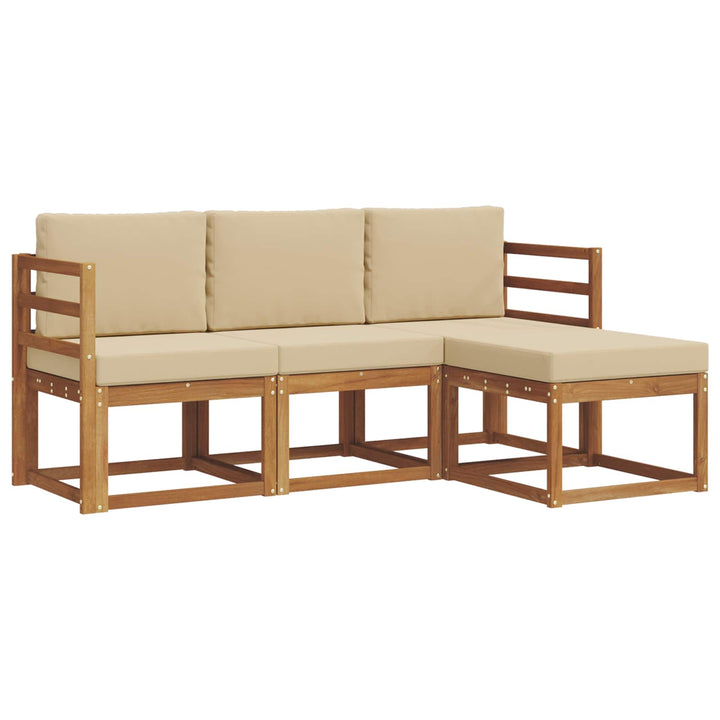 Udendørs sofagruppe med pude 4 pcs Naturlig og Beige