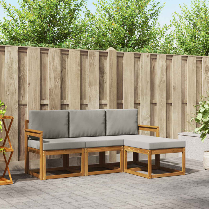 Udendørs sofagruppe med pude 4 pcs Naturlig og Lys Grå