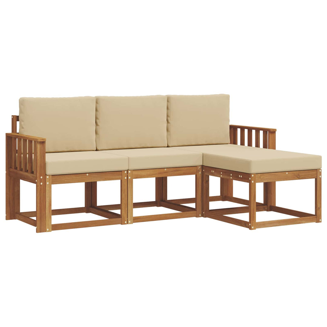 Udendørs sofagruppe med pude 4 pcs Naturlig og Beige