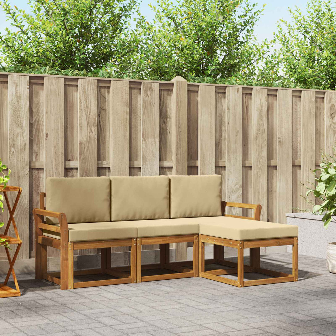 Udendørs sofagruppe med pude 4 pcs Naturlig og Beige