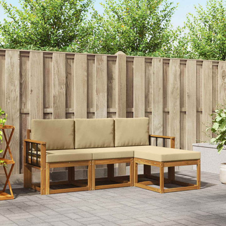 Udendørs sofagruppe med pude 4 pcs Naturlig og Beige