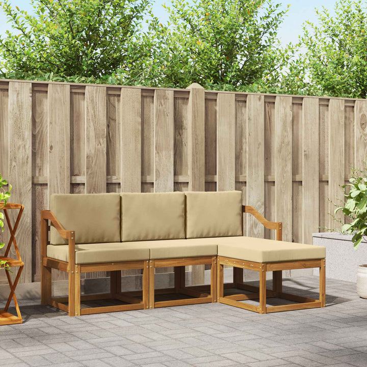 Udendørs sofagruppe med pude 4 pcs Naturlig og Beige