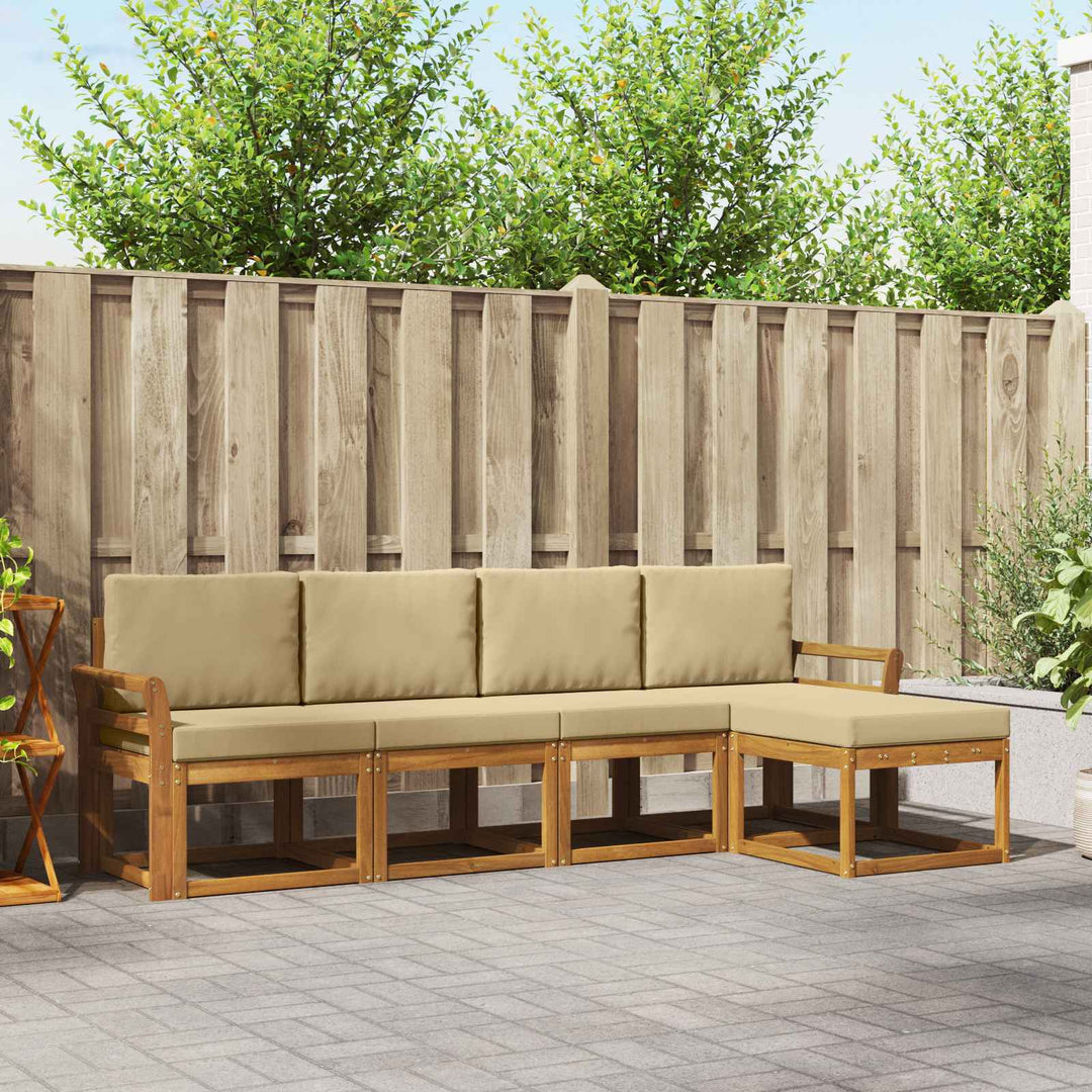 Udendørs sofagruppe 5 pcs Naturlig og Beige Massivt Akacietræ