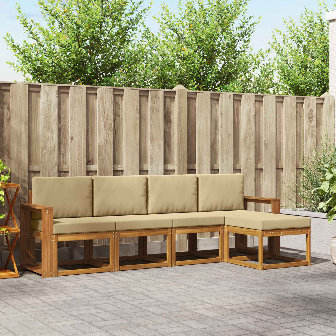 Udendørs sofagruppe 5 pcs Naturlig og Beige Massivt Akacietræ