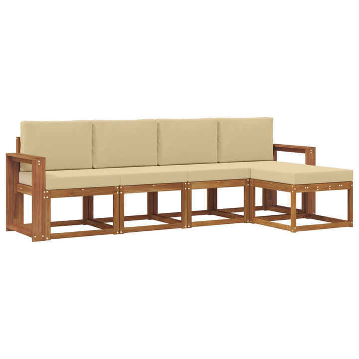 Udendørs sofagruppe 5 pcs Naturlig og Beige Massivt Akacietræ