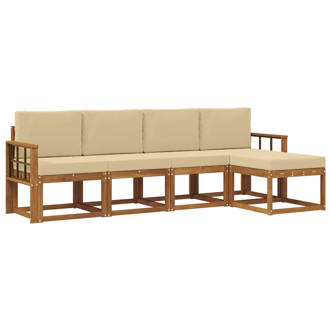 Udendørs sofagruppe 5 pcs Naturlig og Beige Massivt Akacietræ