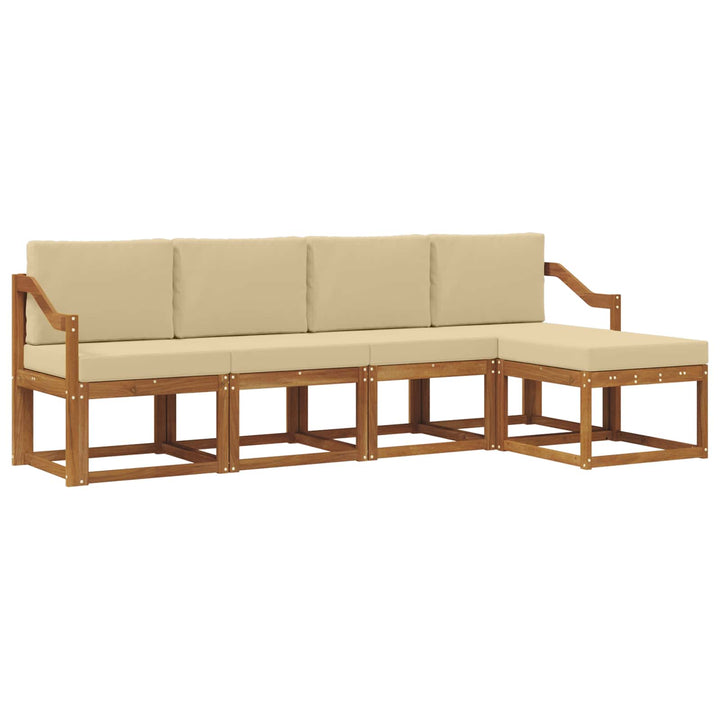 Udendørs sofagruppe 5 pcs Naturlig og Beige Massivt Akacietræ